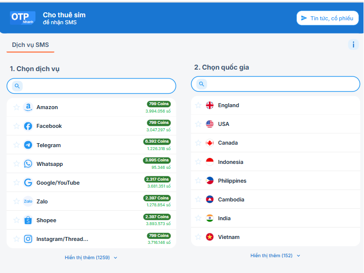 giao dien cho thue sim